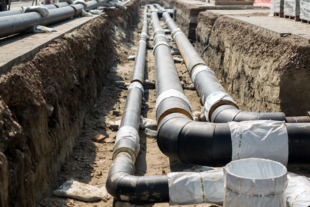 City gas pipes maintenance under ground.